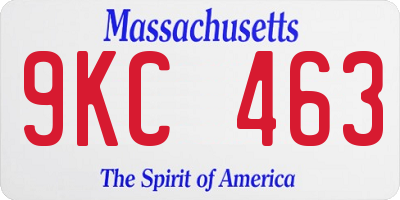 MA license plate 9KC463
