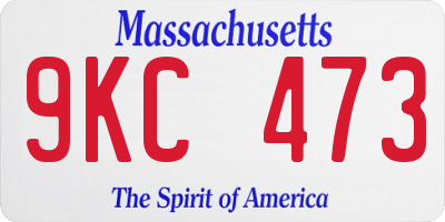 MA license plate 9KC473