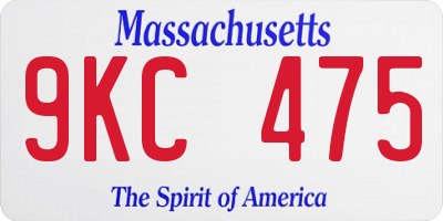MA license plate 9KC475