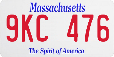 MA license plate 9KC476
