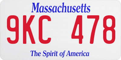 MA license plate 9KC478