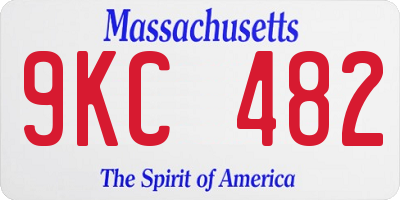 MA license plate 9KC482