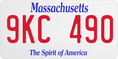 MA license plate 9KC490