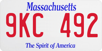 MA license plate 9KC492