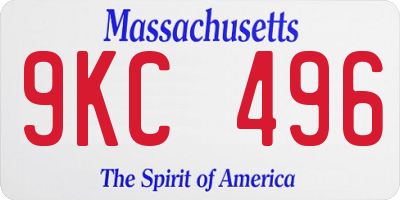 MA license plate 9KC496