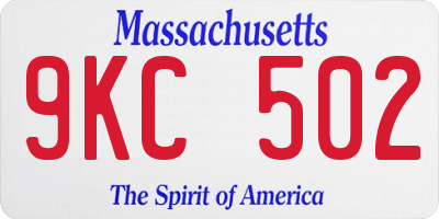MA license plate 9KC502