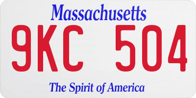 MA license plate 9KC504
