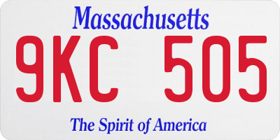 MA license plate 9KC505