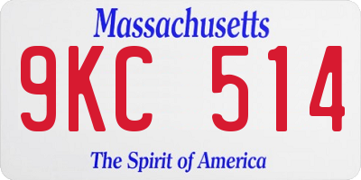 MA license plate 9KC514