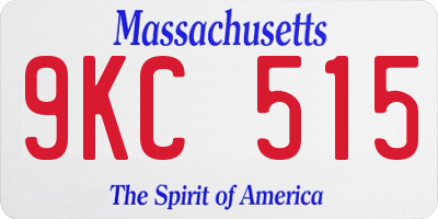 MA license plate 9KC515