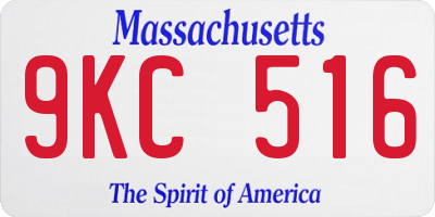 MA license plate 9KC516
