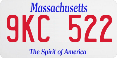 MA license plate 9KC522