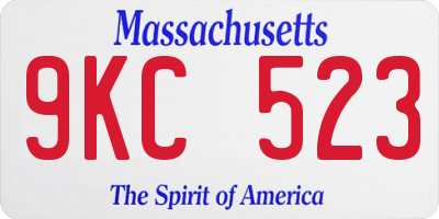 MA license plate 9KC523