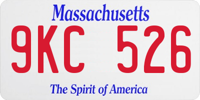 MA license plate 9KC526