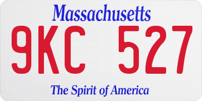 MA license plate 9KC527