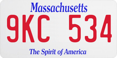 MA license plate 9KC534