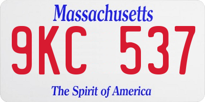 MA license plate 9KC537