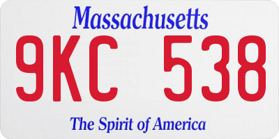 MA license plate 9KC538
