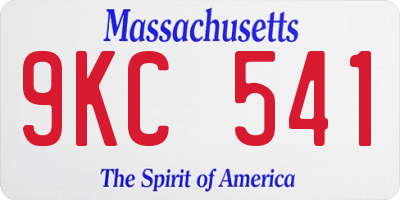 MA license plate 9KC541