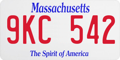 MA license plate 9KC542