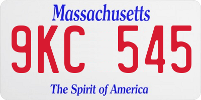 MA license plate 9KC545