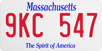MA license plate 9KC547