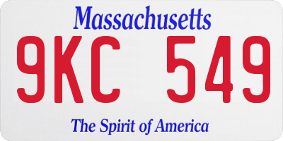 MA license plate 9KC549