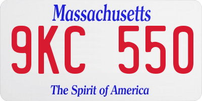 MA license plate 9KC550