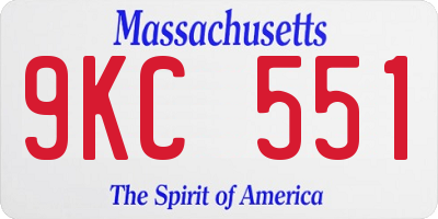 MA license plate 9KC551