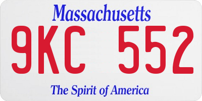 MA license plate 9KC552