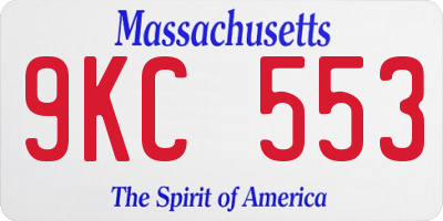 MA license plate 9KC553