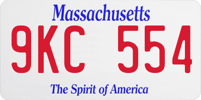 MA license plate 9KC554