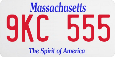 MA license plate 9KC555