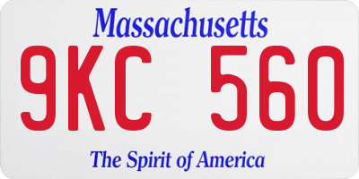 MA license plate 9KC560