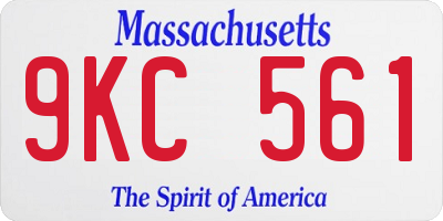 MA license plate 9KC561