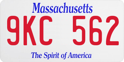 MA license plate 9KC562