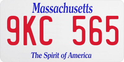 MA license plate 9KC565