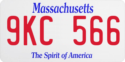 MA license plate 9KC566