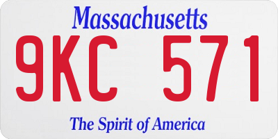 MA license plate 9KC571