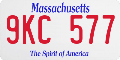 MA license plate 9KC577