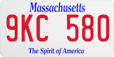 MA license plate 9KC580