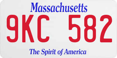 MA license plate 9KC582