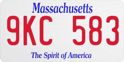MA license plate 9KC583