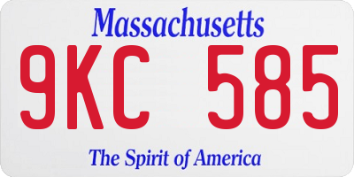MA license plate 9KC585