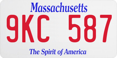 MA license plate 9KC587