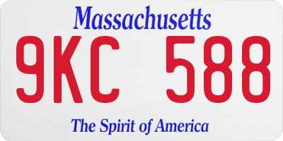 MA license plate 9KC588