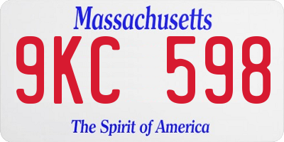 MA license plate 9KC598