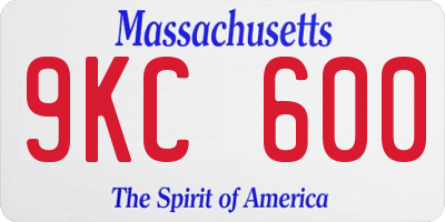 MA license plate 9KC600