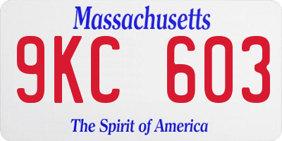 MA license plate 9KC603