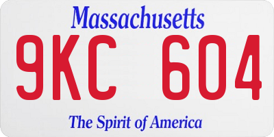 MA license plate 9KC604